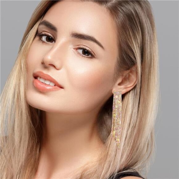 Atifober Dangle Earrings – Elegant Sparkly Drop Earrings for Women - Picture 3 of 4